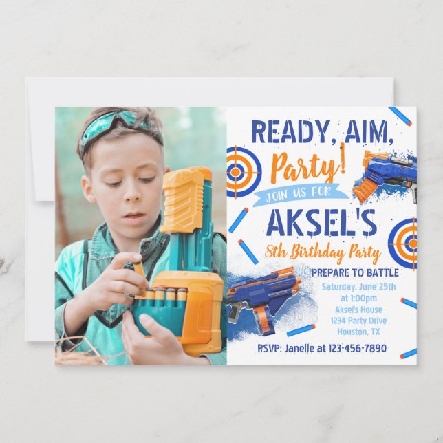 Convite de Aniversário do Partido Dart | Fotografi (Frente)