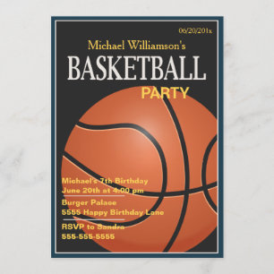 Convite de Aniversário do Partido de Basquete