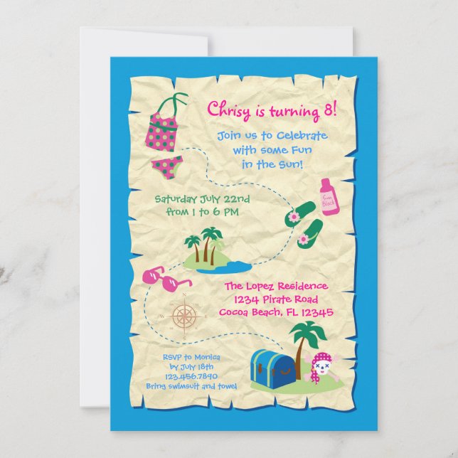 Convite de Aniversário do Partido de Piscinas Pira (Frente)