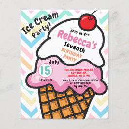 Convite de aniversário do partido de Sorvete de Di