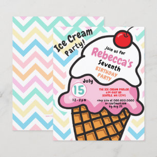 Convite de aniversário do partido de Sorvete de Di