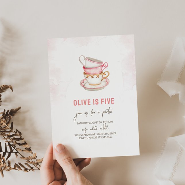 Convite de Aniversário do Partido do Chá Minimalis (Criador carregado)