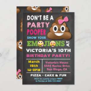 Convite de Aniversário do Partido Emoji Pooper Gir