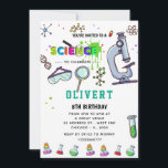 Convite de Aniversário do Partido Mad Science<br><div class="desc">Ignore a curiosidade e comemore em estilo com nossos convites de festas de aniversários temáticos da ciência! Perfeito para jovens cientistas e mentes curiosas, esses convites apresentam designs divertidos e coloridos inspirados pela química, biologia e espaço sideral. Personalize com os detalhes do seu partido e deixe seus convidados saberem que...</div>