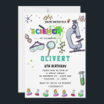 Convite de Aniversário do Partido Mad Science<br><div class="desc">Ignore a curiosidade e comemore em estilo com nossos convites de festas de aniversários temáticos da ciência! Perfeito para jovens cientistas e mentes curiosas, esses convites apresentam designs divertidos e coloridos inspirados pela química, biologia e espaço sideral. Personalize com os detalhes do seu partido e deixe seus convidados saberem que...</div>