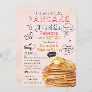 Convite de Aniversário do Partido Pancake e Pajama