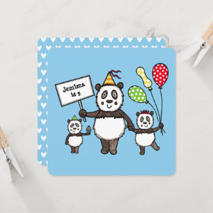 Convite de Aniversário do Partido Panda Personaliz