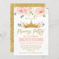 Convite de Aniversário do Partido Princesa Floral