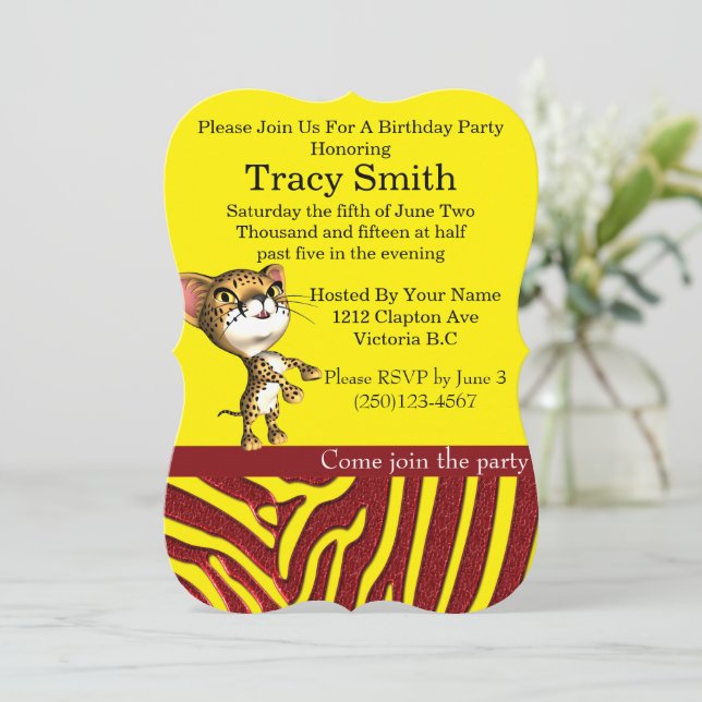 Convite de Aniversário do Partido Tastefulso Cheet (Em pé/Frente)