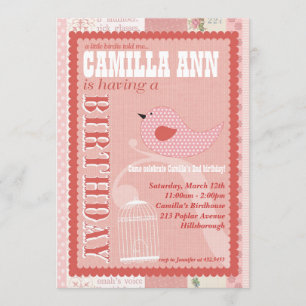 Convite de aniversário do passarinho