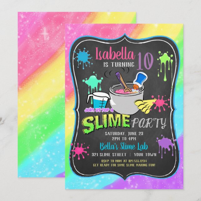 Convite de aniversário do Pastel do tempo do limo (Frente/Verso)