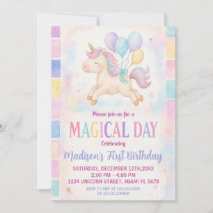 Convite de Aniversário do Pastel Mágico Unicorn