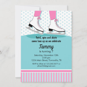 Convite de aniversário do patinagem no gelo