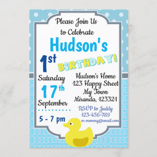 Convite de Aniversário do Pato de Borracha