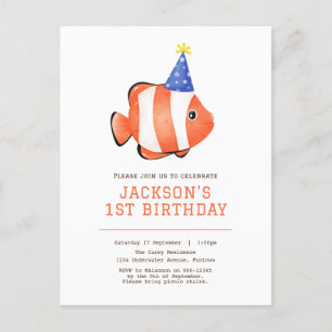 Convite de aniversário do peixe-palhaço sob o mar