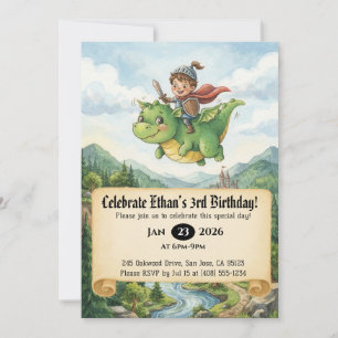 Convite de Aniversário do Pequeno Cavaleiro Montan