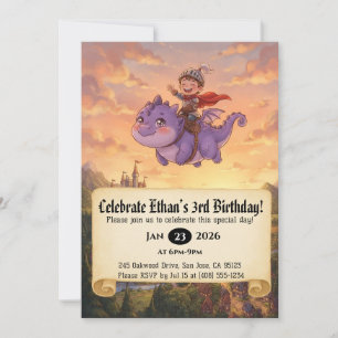 Convite de Aniversário do Pequeno Cavaleiro Montan