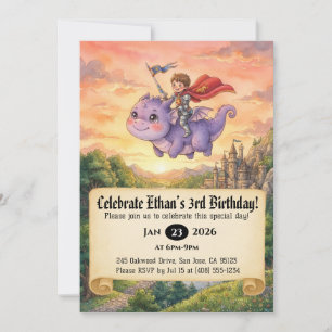 Convite de Aniversário do Pequeno Cavaleiro Montan