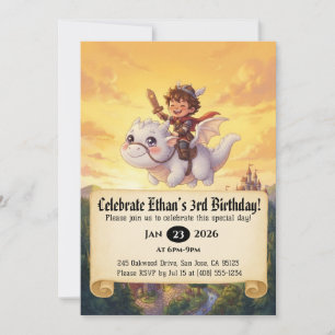 Convite de Aniversário do Pequeno Cavaleiro Montan