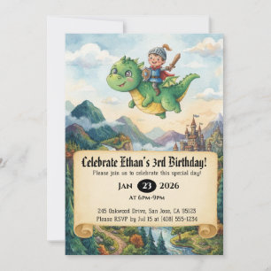 Convite de Aniversário do Pequeno Cavaleiro Montan