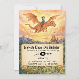 Convite de Aniversário do Pequeno Cavaleiro Montan