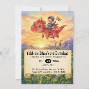 Convite de Aniversário do Pequeno Cavaleiro Montan