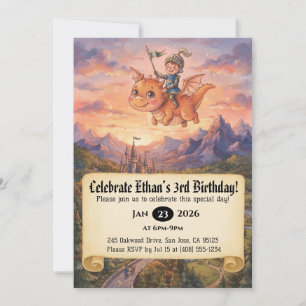 Convite de Aniversário do Pequeno Cavaleiro Montan