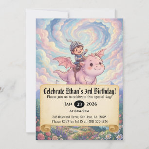 Convite de Aniversário do Pequeno Cavaleiro Montan
