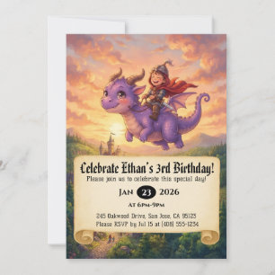 Convite de Aniversário do Pequeno Cavaleiro Montan