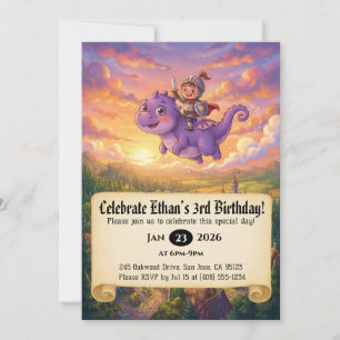 Convite de Aniversário do Pequeno Cavaleiro Montan