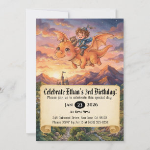 Convite de Aniversário do Pequeno Cavaleiro Montan