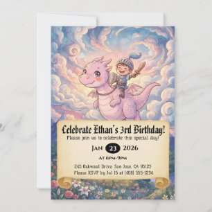 Convite de Aniversário do Pequeno Cavaleiro Montan