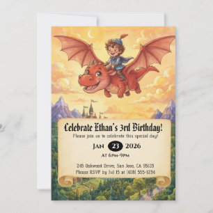 Convite de Aniversário do Pequeno Cavaleiro Montan