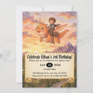 Convite de Aniversário do Pequeno Cavaleiro Montan