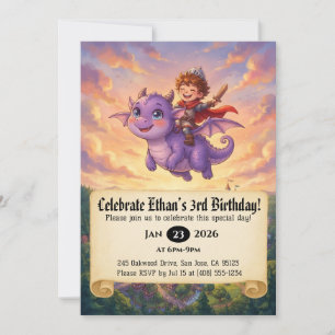 Convite de Aniversário do Pequeno Cavaleiro Montan