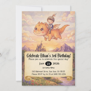 Convite de Aniversário do Pequeno Cavaleiro Montan