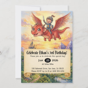 Convite de Aniversário do Pequeno Cavaleiro Montan