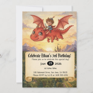 Convite de Aniversário do Pequeno Cavaleiro Montan