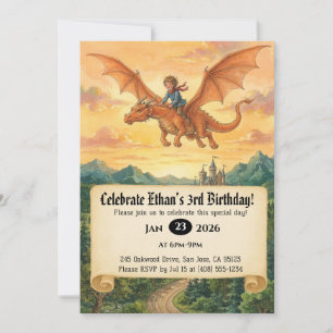 Convite de Aniversário do Pequeno Cavaleiro Montan