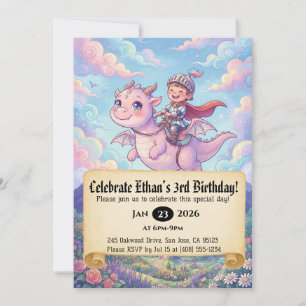 Convite de Aniversário do Pequeno Cavaleiro Montan