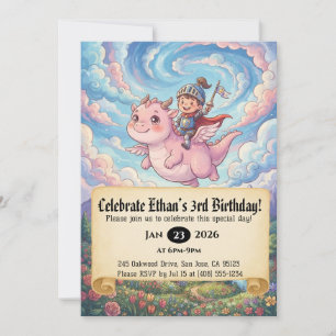 Convite de Aniversário do Pequeno Cavaleiro Montan
