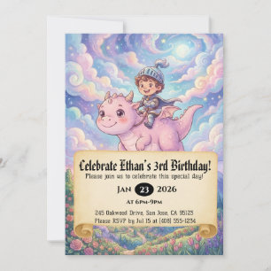 Convite de Aniversário do Pequeno Cavaleiro Montan