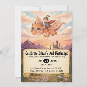 Convite de Aniversário do Pequeno Cavaleiro Montan
