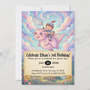 Convite de Aniversário do Pequeno Cavaleiro Montan