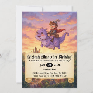 Convite de Aniversário do Pequeno Cavaleiro Montan