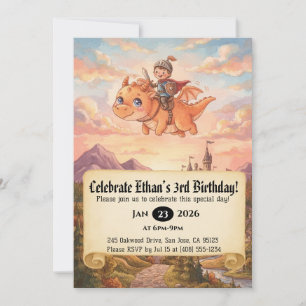Convite de Aniversário do Pequeno Cavaleiro Montan