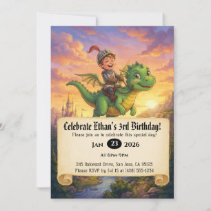Convite de Aniversário do Pequeno Cavaleiro Montan