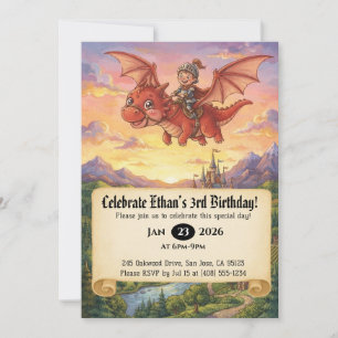 Convite de Aniversário do Pequeno Cavaleiro Montan