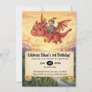 Convite de Aniversário do Pequeno Cavaleiro Montan