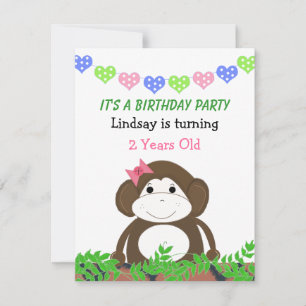 Convite de Aniversário do Pequeno Macaco